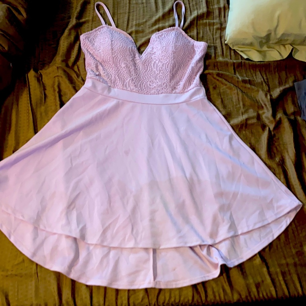 Pink spaghetti strap dress longer in back size XL